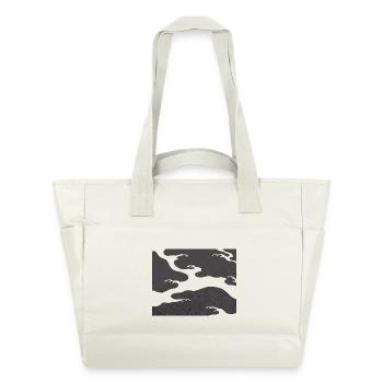 Gray Seigaiha – Japanisches Wellenmuster - Wasserabweisende Padded Bag - Naturweiß - Vorne