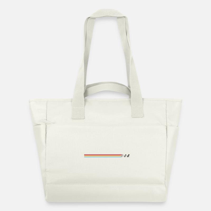 Pastellstreifen Katzensilhouetten - Wasserabweisende Padded Bag - Naturweiß