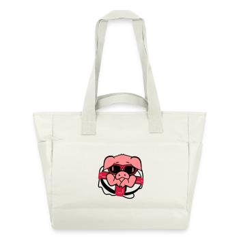 Un cochon avec une bouée de sauvetage - Sac matelassé déperlant - blanc nature - Devant