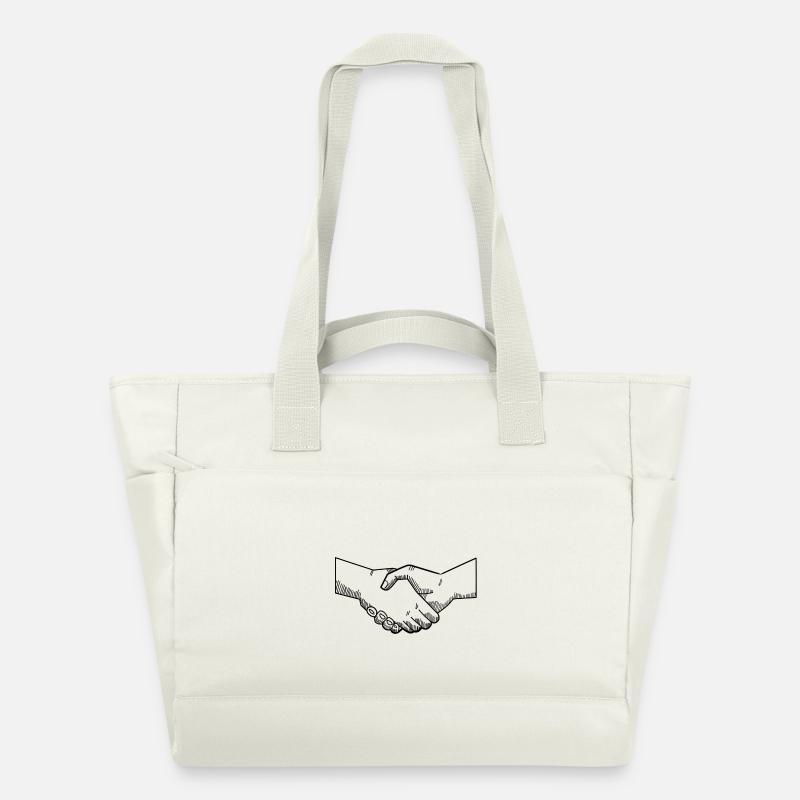 Contrat poignée de main Vintage Illustration - Sac matelassé déperlant - blanc nature