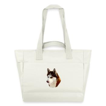 Nordischer Husky Kopf Zeichnung - Wasserabweisende Padded Bag - Naturweiß - Vorne