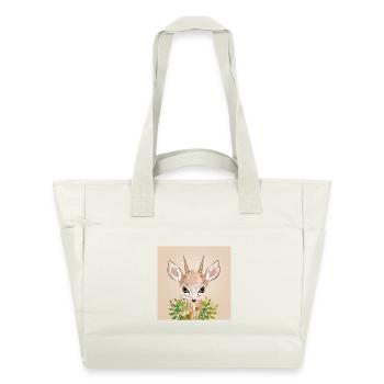 Zwergantilope Dikdik mit großen Augen - Wasserabweisende Padded Bag - Naturweiß - Vorne