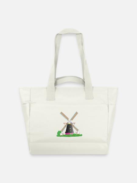Windmühle mit Schafen - Wasserabweisende Padded Bag - Naturweiß