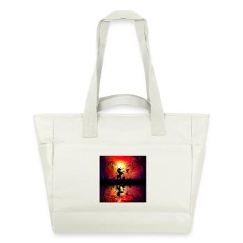Licorne avec fée au coucher du soleil. - Sac matelassé déperlant - blanc nature - Devant