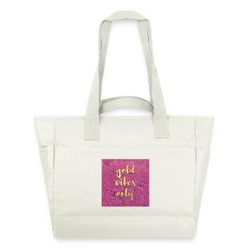 Affiche Gold Vibes seulement cool Citations dictons mur - Sac matelassé déperlant - blanc nature - Devant