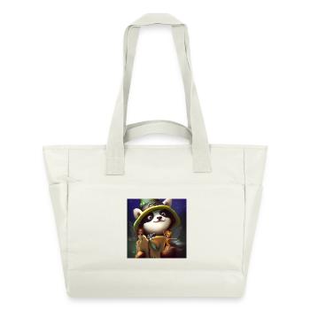 Panda mignon avec des petites fées - Sac matelassé déperlant - blanc nature - Devant