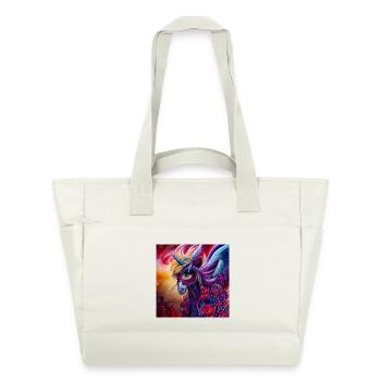 Merveilleuse licorne colorée avec des fleurs. - Sac matelassé déperlant - blanc nature - Devant