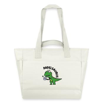 Dinosaurier Padel Spieler Schläger Ball Spruch - Wasserabweisende Padded Bag - Naturweiß - Vorne