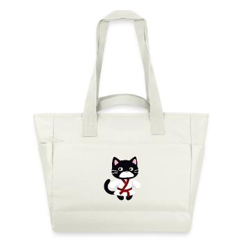 ticker, Happy Colorful Owl wearing Headphones, kaw - Wasserabweisende Padded Bag - Naturweiß - Vorne
