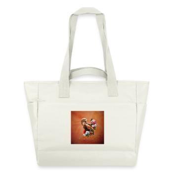Merveilleux aigle avec des fleurs. - Sac matelassé déperlant - blanc nature - Devant