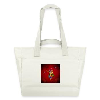 Drôle d’oiseau crâne de sucre avec chapeau - Sac matelassé déperlant - blanc nature - Devant