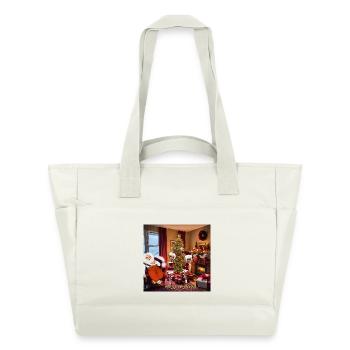 Père Noël et lutins après le travail. - Sac matelassé déperlant - blanc nature - Devant