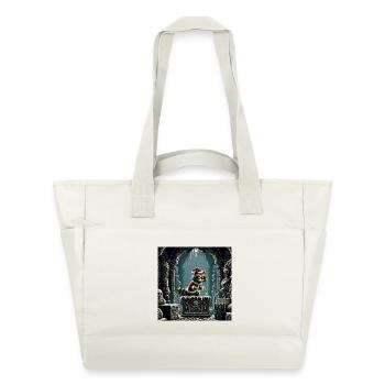 Winterkatze im Dungeonzauber - Wasserabweisende Padded Bag - Naturweiß - Vorne