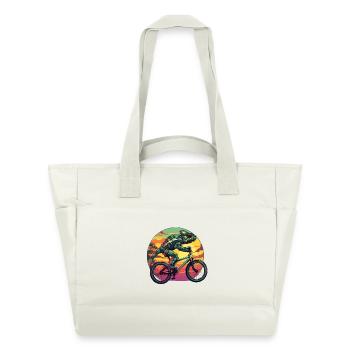 Chamäleon Fahrrad Fahrradfahrer Reptilien Tier - Wasserabweisende Padded Bag - Naturweiß - Vorne