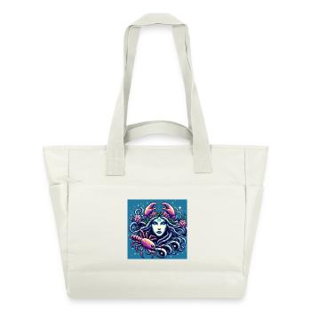 Signe du zodiaque Cancer en pixel art pour les femmes - Sac matelassé déperlant - blanc nature - Devant