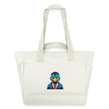 canard coloré Kawaii personnage de dessin animé Clipart - Sac matelassé déperlant - blanc nature - Devant