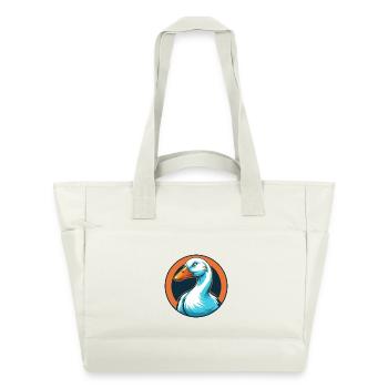 Oie mignon Kawaii dessin animé Clipart Animal Animal Pet Logo - Sac matelassé déperlant - blanc nature - Devant