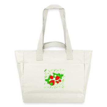 Fraises de différentes tailles - Sac matelassé déperlant - blanc nature - Devant