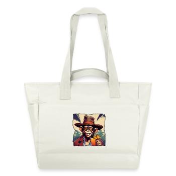 Monkey with cocktail! - Water-Repellent Padded Bag - natural white - Front