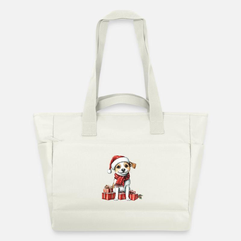 Weihnachts-Welpe mit Geschenken - Wasserabweisende Padded Bag - Naturweiß