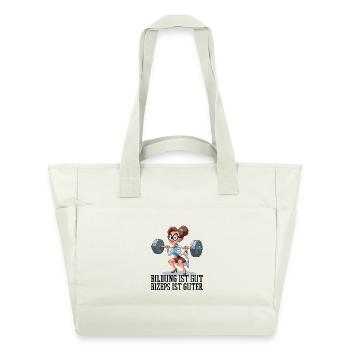 Bildung Bizeps witzig Gym Frau Geschenk - Wasserabweisende Padded Bag - Naturweiß - Vorne