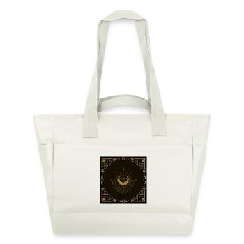 Harmonie des éléments : lune, or et géométrie. - Sac matelassé déperlant - blanc nature - Devant