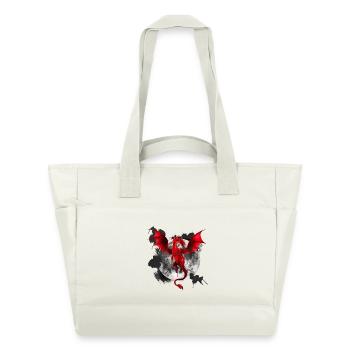 Farbflecken, Drachen Motiv, Monde - Wasserabweisende Padded Bag - Naturweiß - Vorne