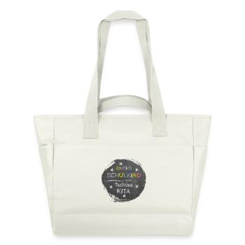 Finally a schoolchild - goodbye daycare | Chalkboard Design - Water-Repellent Padded Bag - natural white - Front