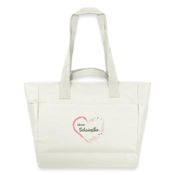 kleine Schwester Herz rosa grau - Wasserabweisende Padded Bag - Naturweiß - Vorne