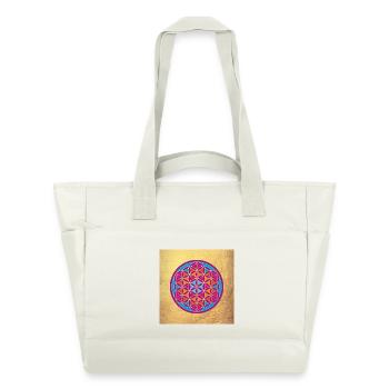 Fleur de Vie Or Yoga Inde om Namaste Mandala - Sac matelassé déperlant - blanc nature - Devant