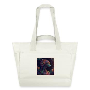 Mythischer Dschungeldrache Illustration - Wasserabweisende Padded Bag - Naturweiß - Vorne