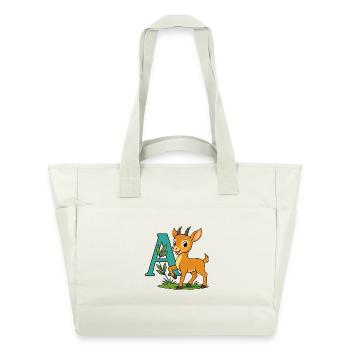 Antilope Enfantine avec sa lettre A - Sac matelassé déperlant - blanc nature - Devant