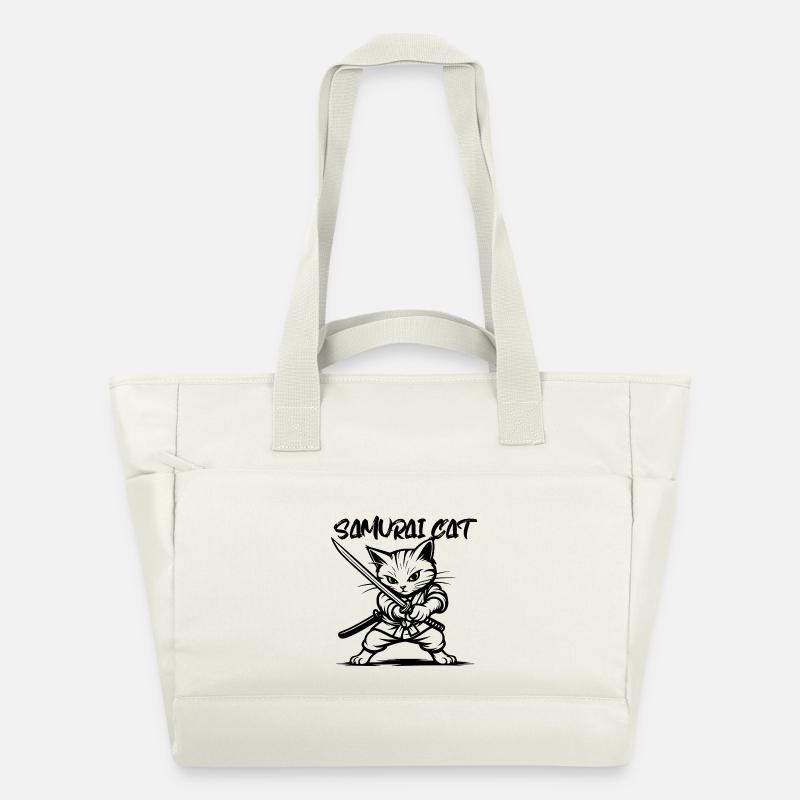 Samurai Katze - Wasserabweisende Padded Bag - Naturweiß