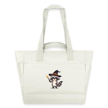 Mignon raton laveur sorcier avec chapeau et baguette magique - Sac matelassé déperlant - blanc nature - Devant