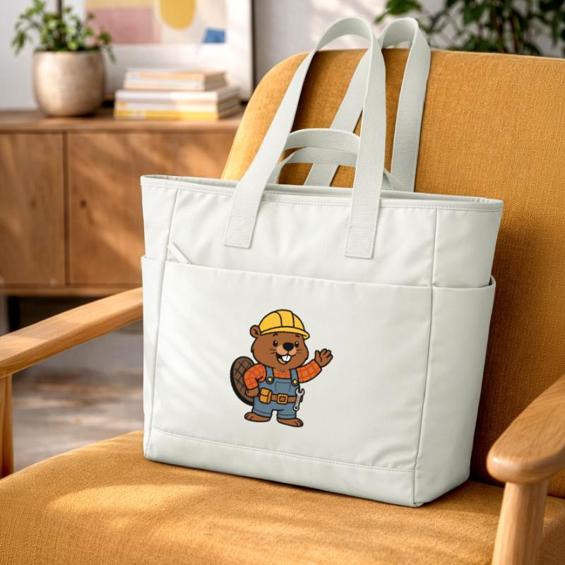Beaver Construction Worker Bob Helm Hello Plan Builder Water-Repellent Padded Bag