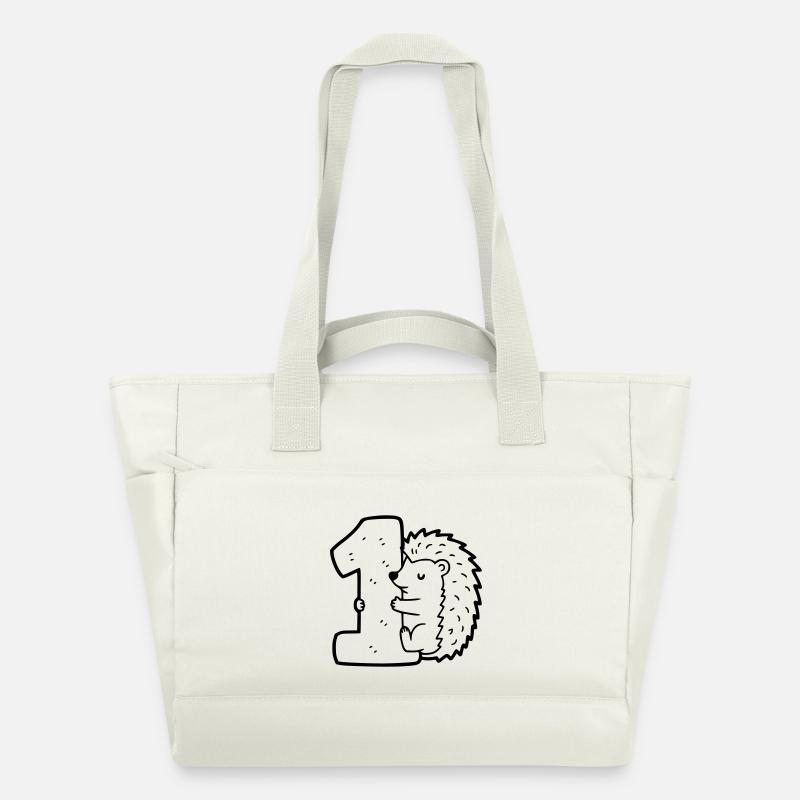 Hérisson mignon avec illustration de dessin animé numéro 1 - Sac matelassé déperlant - blanc nature