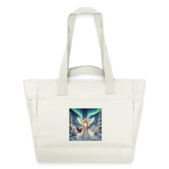 Angels in the Northern Lights Winter Forest - Water-Repellent Padded Bag - natural white - Front