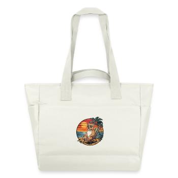 Drôle de chien pitbull sur la plage pendant le coucher de soleil des vacances d’été - Sac matelassé déperlant - blanc nature - Devant
