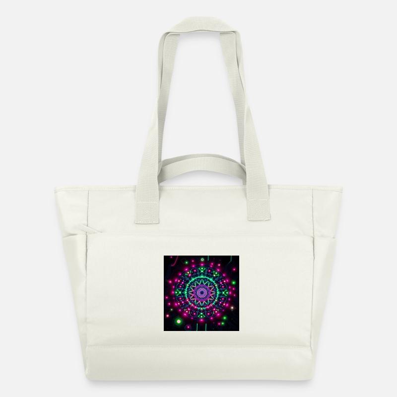 Neon Mandala Cyber Galaxy Pattern - Water-Repellent Padded Bag - natural white