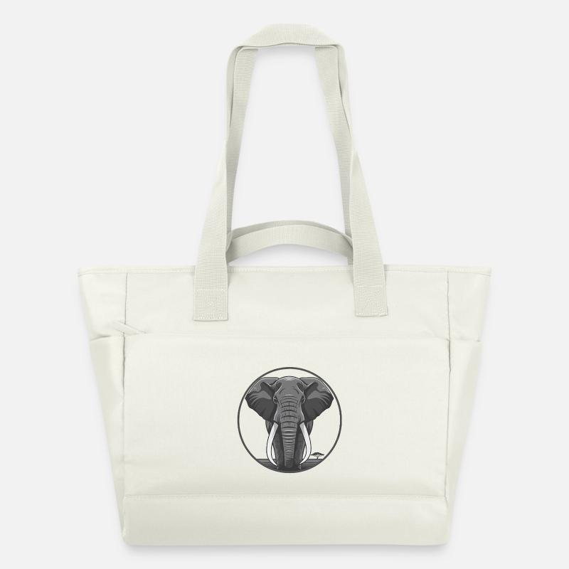 Graphique de cercle de tête d’éléphant - Sac matelassé déperlant - blanc nature