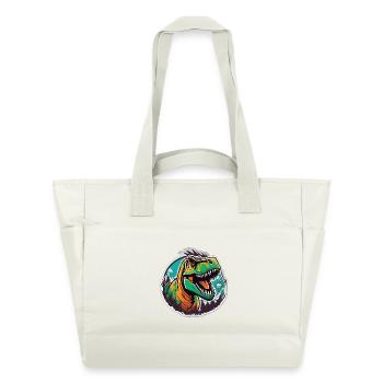 Tyrannosaure coloré en jungle - Sac matelassé déperlant - blanc nature - Devant