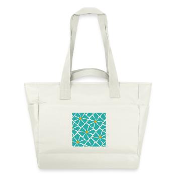 Mosaie de fleurs turquoises - Sac matelassé déperlant - blanc nature - Devant