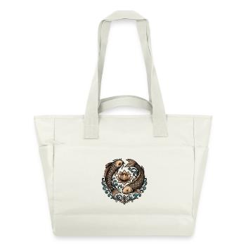 Tatouage d’harmonie du cercle de koi et lotus - Sac matelassé déperlant - blanc nature - Devant