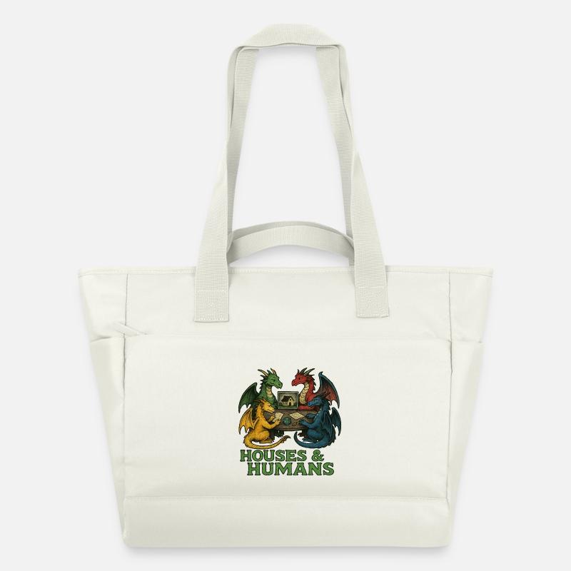 Les dragons à la table des maisons - Sac matelassé déperlant - blanc nature