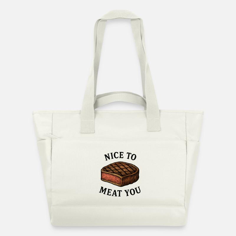 Ravi de vous rencontrer Steak Graphic - Sac matelassé déperlant - blanc nature