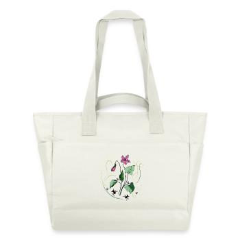 Fleur avec des fourmis - Sac matelassé déperlant - blanc nature - Devant