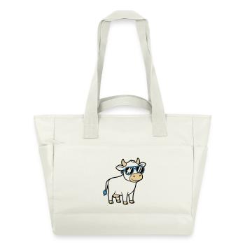 Coole Kuh Sonnenbrille Lässig Vektor - Wasserabweisende Padded Bag - Naturweiß - Vorne