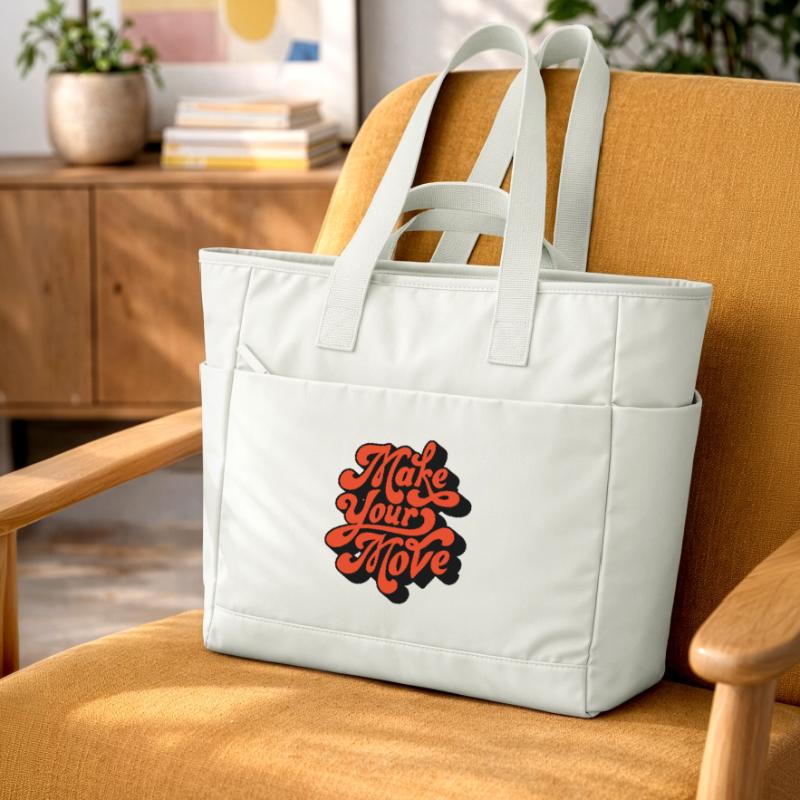 Make Your Move Retro Script Water-Repellent Padded Bag