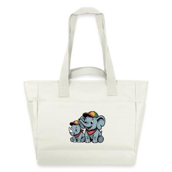 Éléphant et rhinocéros mignons – Amoureux des animaux mignons - Sac matelassé déperlant - blanc nature - Devant