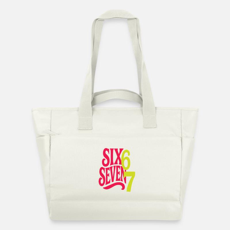 SIX SEVEN - 6 7 Design typographique rétro pop - Sac matelassé déperlant - blanc nature